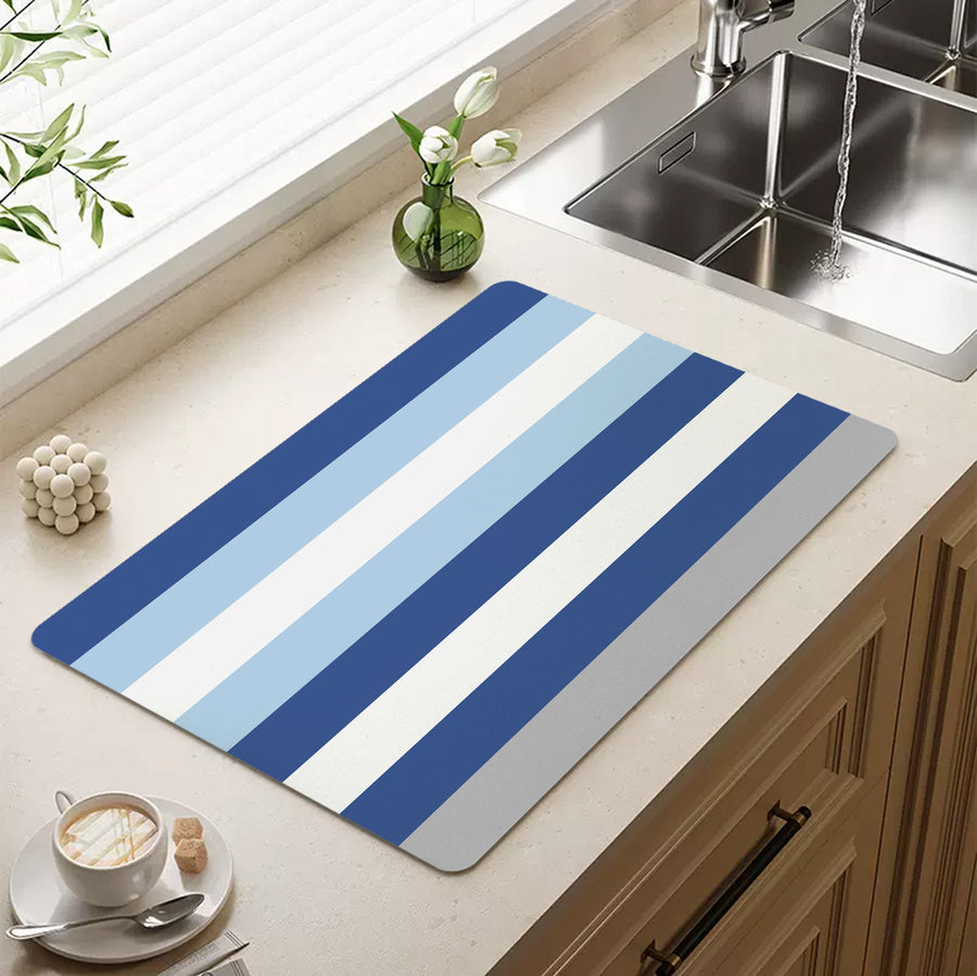 Feblilac Blue and White Stripes Cup and Dish Placemat