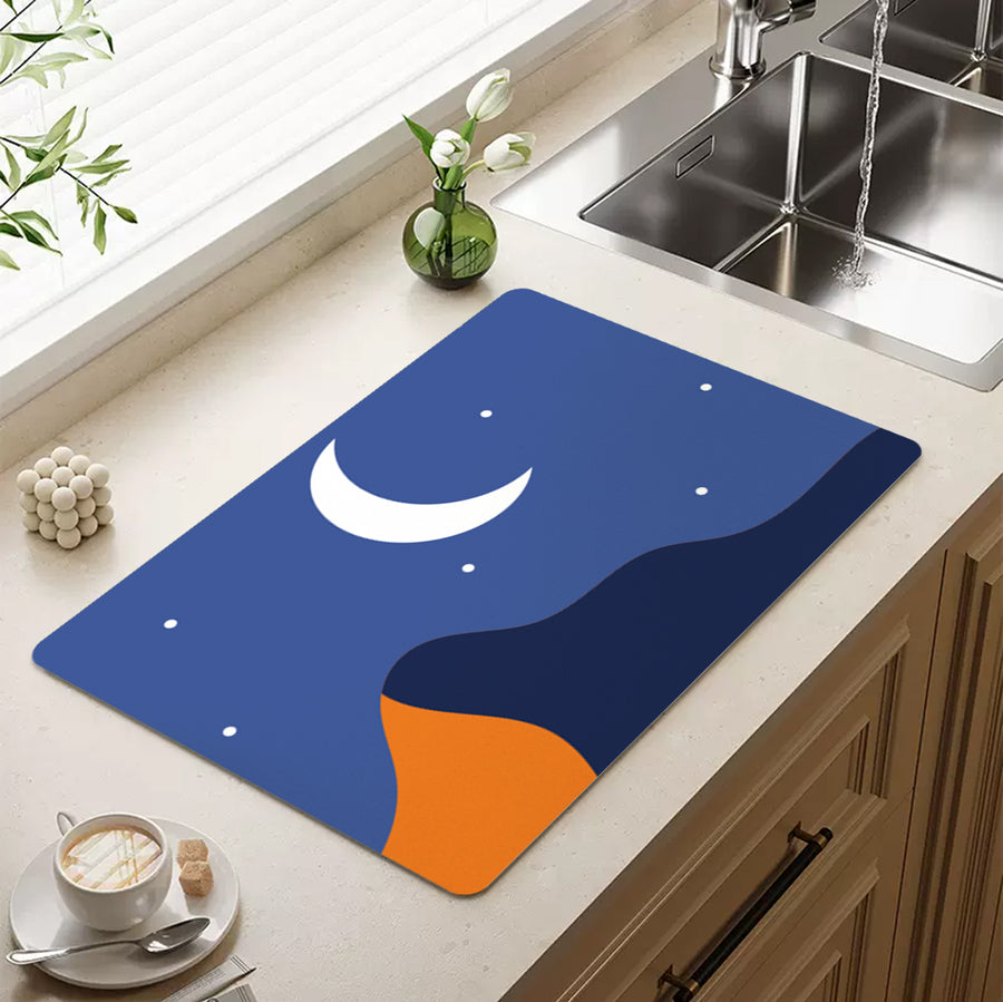 Feblilac Stars Moon and Mountains Cup and Dish Placemat