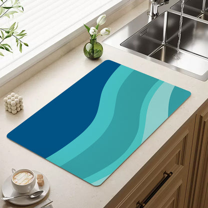Feblilac Gradient Blue Flowing Waves Cup and Dish Placemat