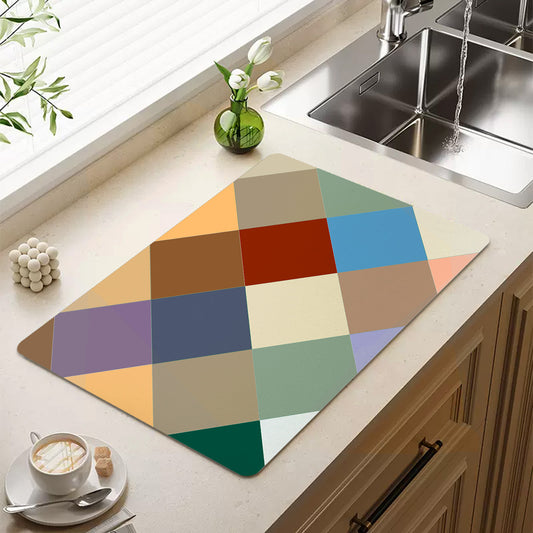 Feblilac Colorful Checkerboard Cup and Dish Placemat