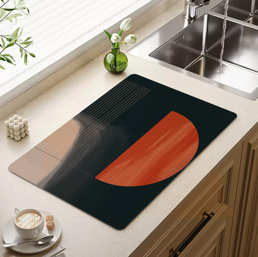 Feblilac Red and Black Modern Abstract Cup and Dish Placemat