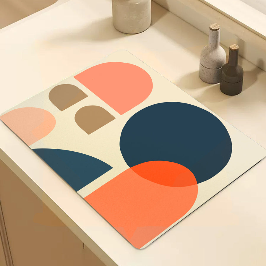 Feblilac Circular Semicircle Abstract Color Block Cup and Dish Placemat - view 2