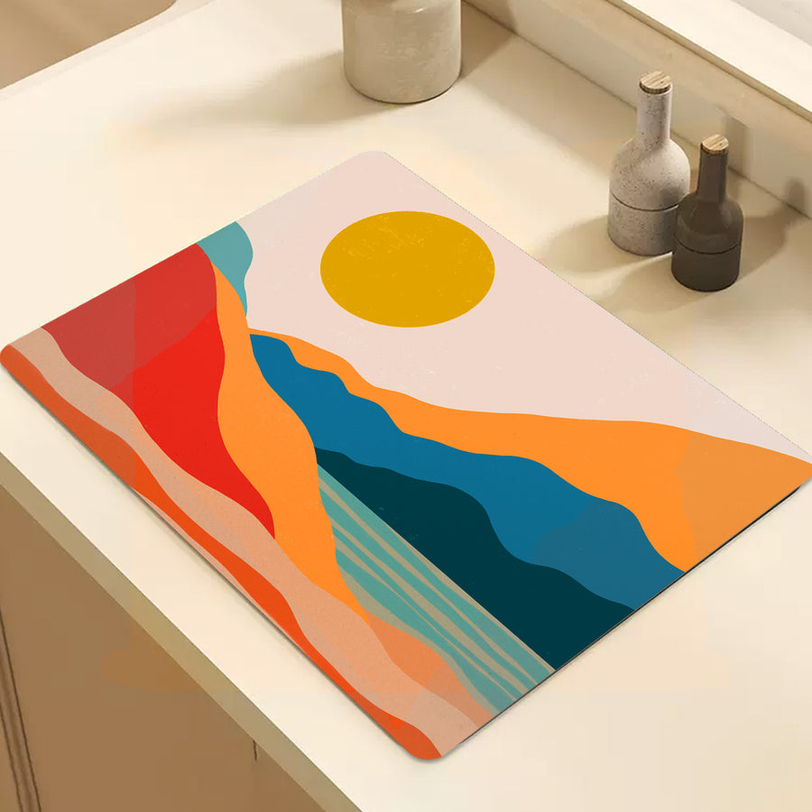 Feblilac Red Orange Blue Lake Sunset Cup and Dish Placemat - view 2