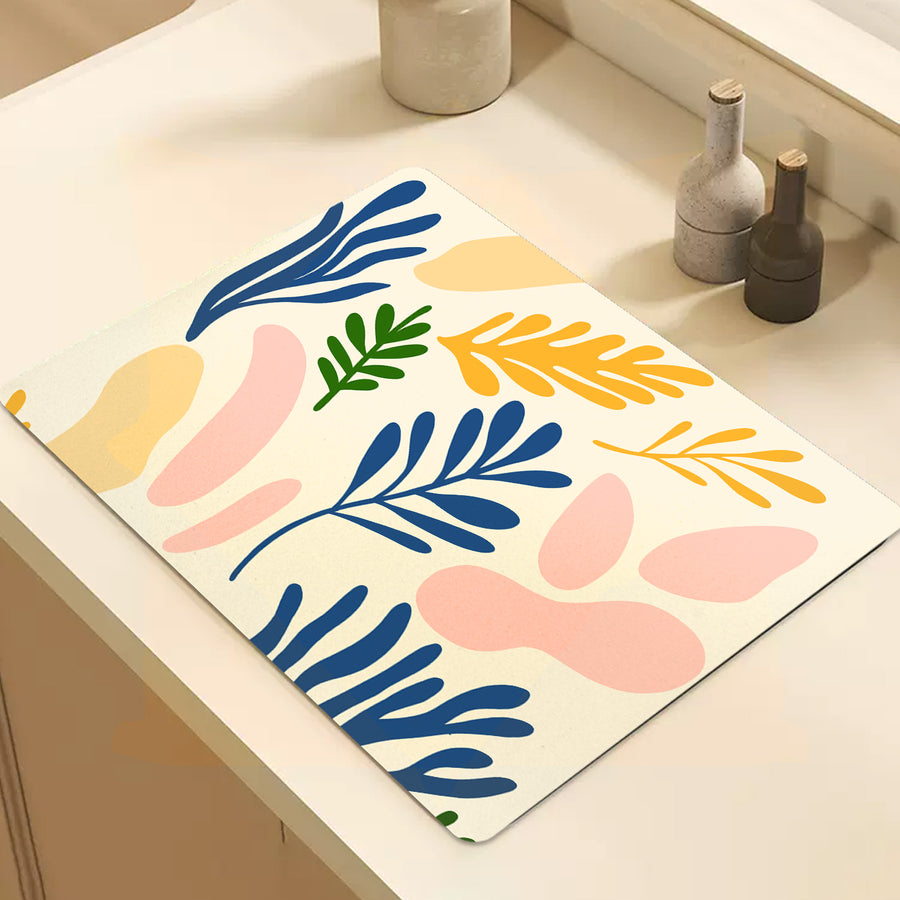 Feblilac Colorful Modern Leaf Color Blocks Cup and Dish Placemat - view 2