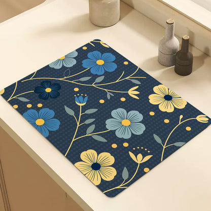 Feblilac Japanese Blue and Gold Flowers Cup and Dish Placemat