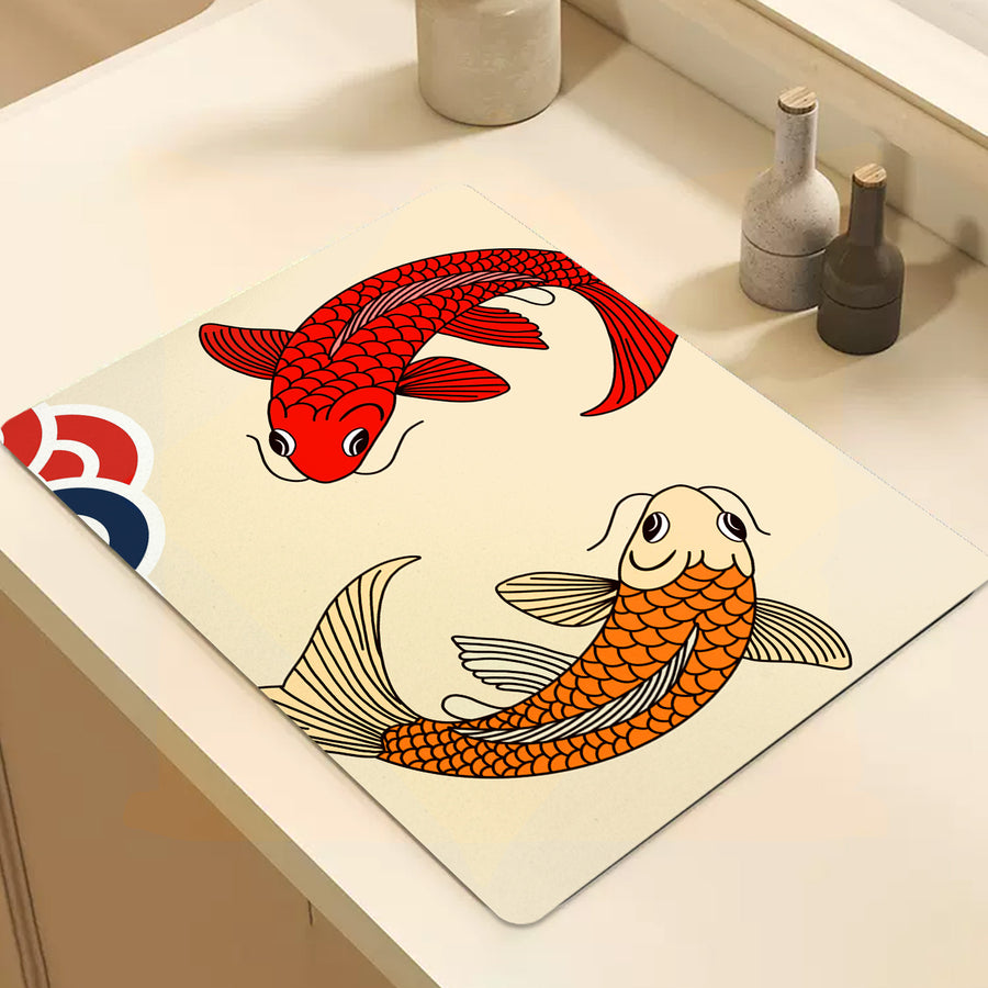 Feblilac Two Koi Carps Cup and Dish Placemat - view 2