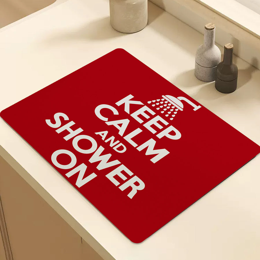 Feblilac Keep Calm Shower On Cup and Dish Placemat