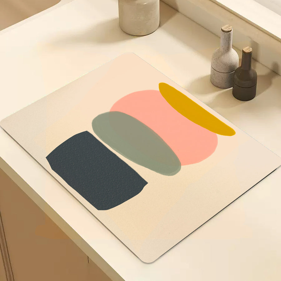 Feblilac Four Color Blocks Abstract Stone Cup and Dish Placemat - view 2