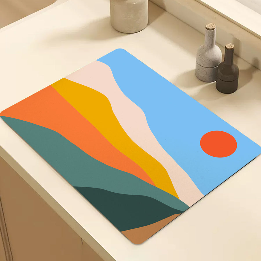 Feblilac Colorful Mountains Sunrise Cup and Dish Placemat - view 2