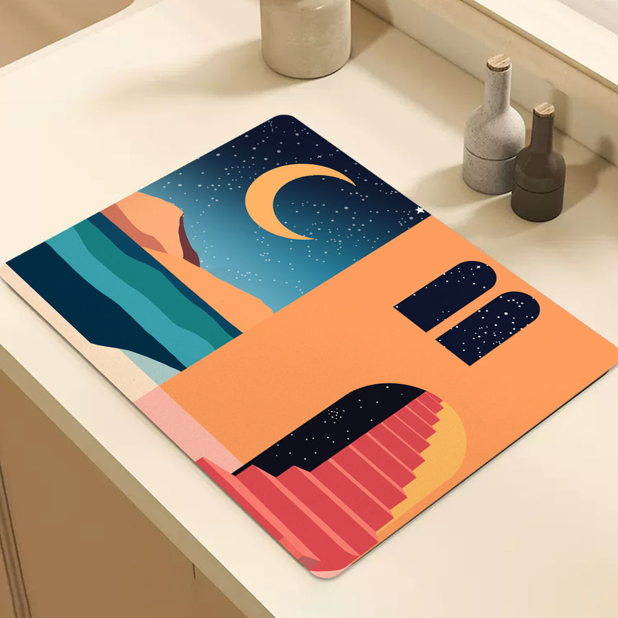 Feblilac Simple Style House Mountains Cup and Dish Placemat - view 3