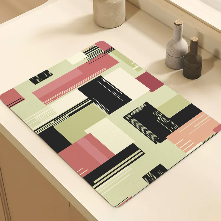 Feblilac Colorful Abstract Blocks Cup and Dish Placemat