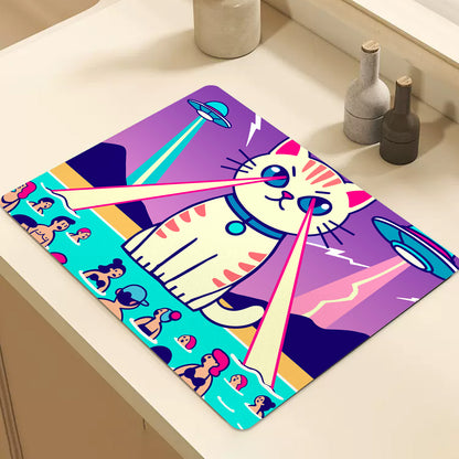 Feblilac Laser Cat Cup and Dish Placemat