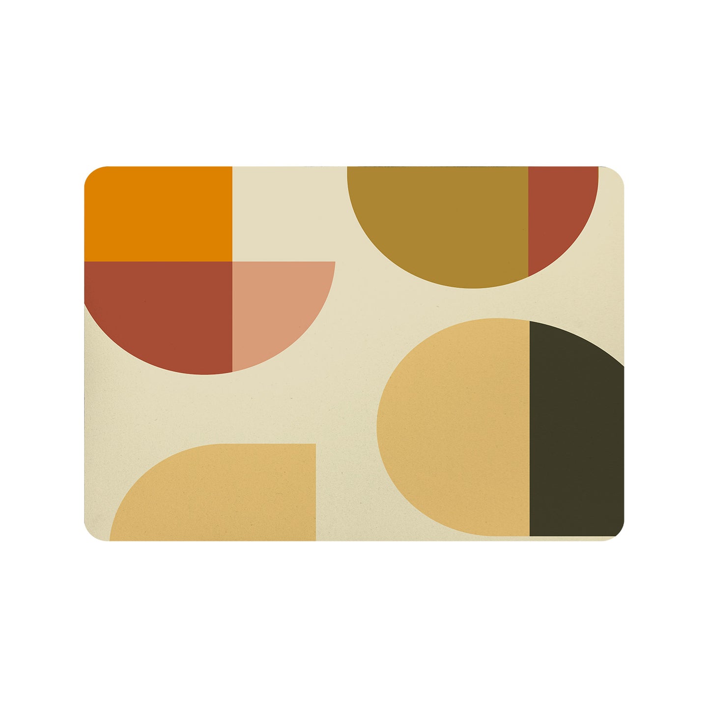 Feblilac Orange Semicircle Rectangle Cup and Dish Placemat