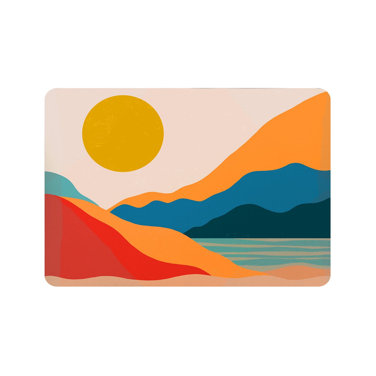 Feblilac Red Orange Blue Lake Sunset Cup and Dish Placemat