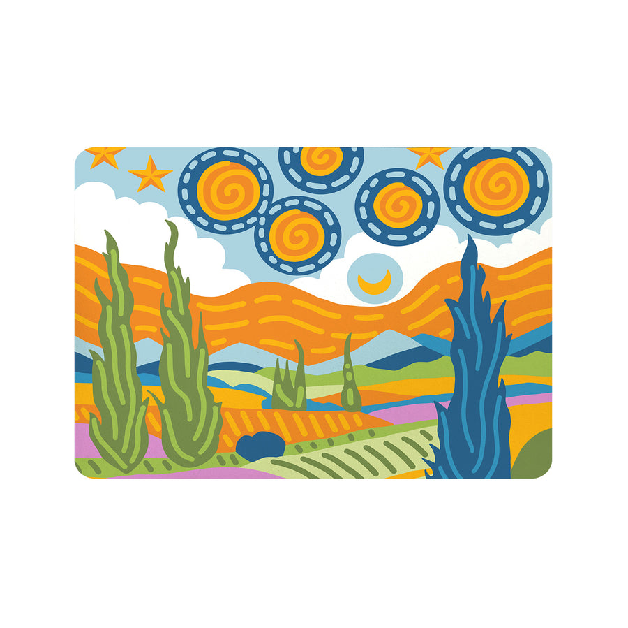 Feblilac Van Gogh Wheat Field Starry Sky Cup and Dish Placemat - view 3