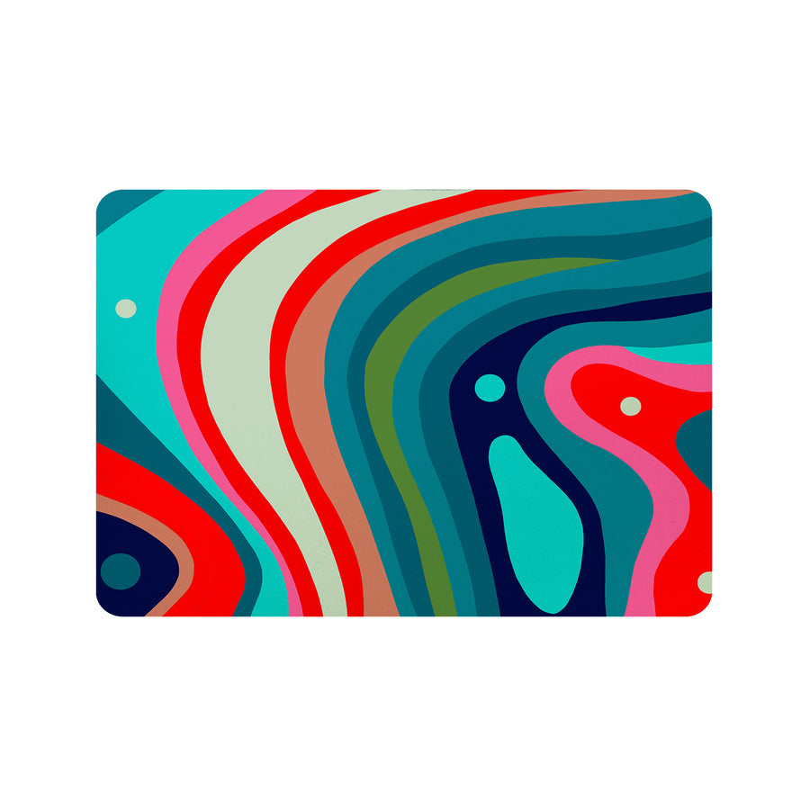 Feblilac Blue Orange Green Curve Texture Cup and Dish Placemat - view 2