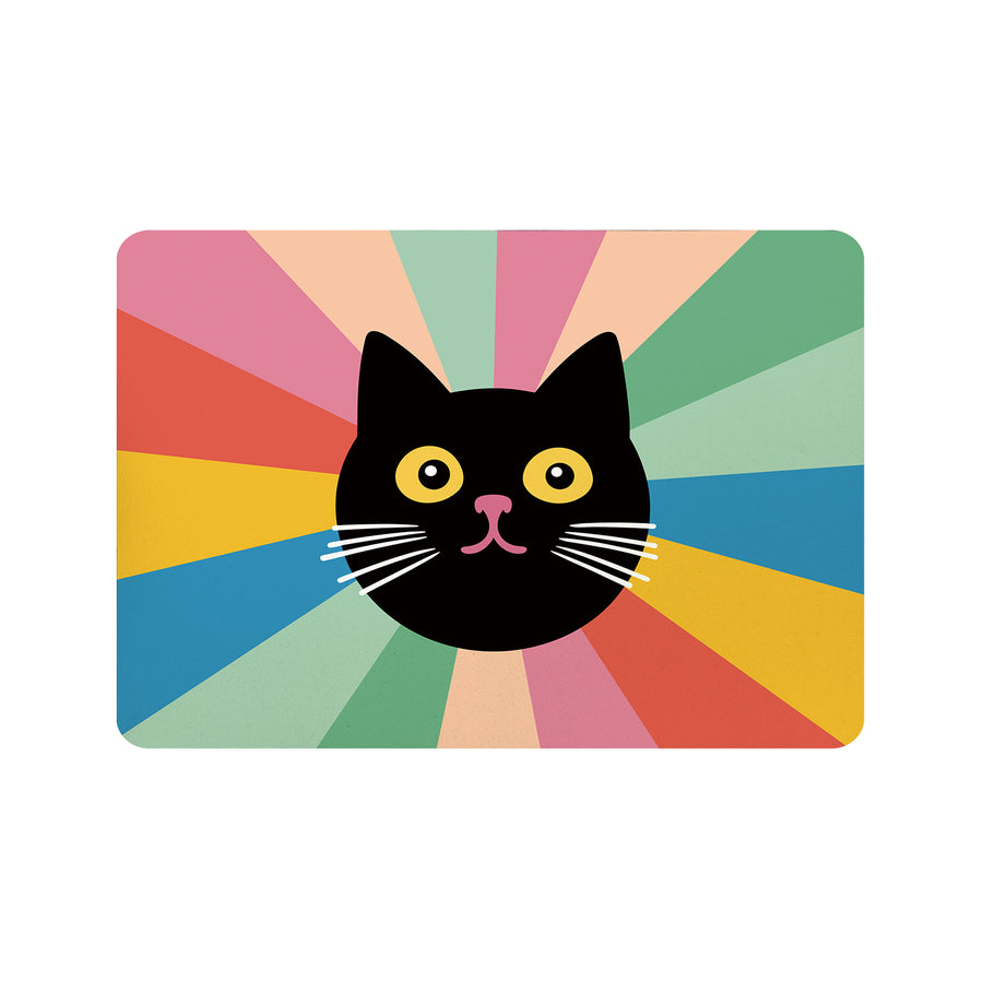 Feblilac Black Cat Colorful Stripes Cup and Dish Placemat - view 3