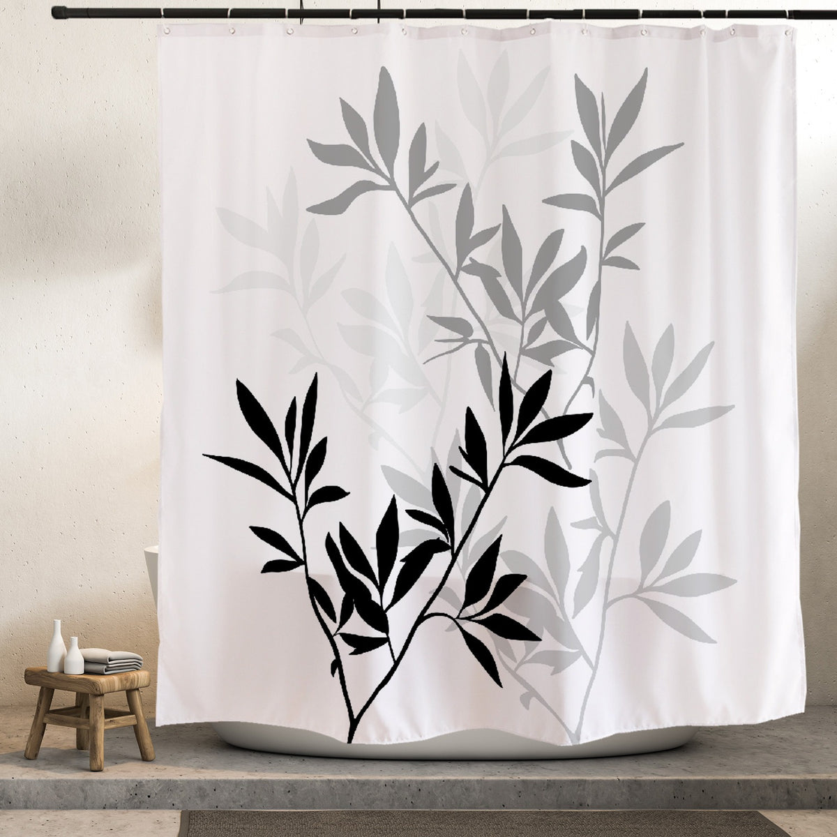 Feblilac Multicolor Bamboo Leaves Shower Curtain