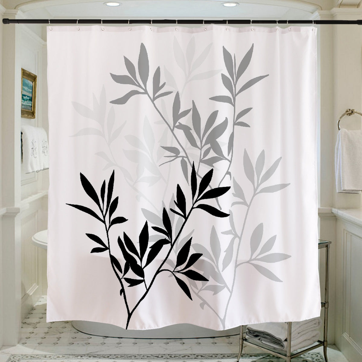 Feblilac Multicolor Bamboo Leaves Shower Curtain