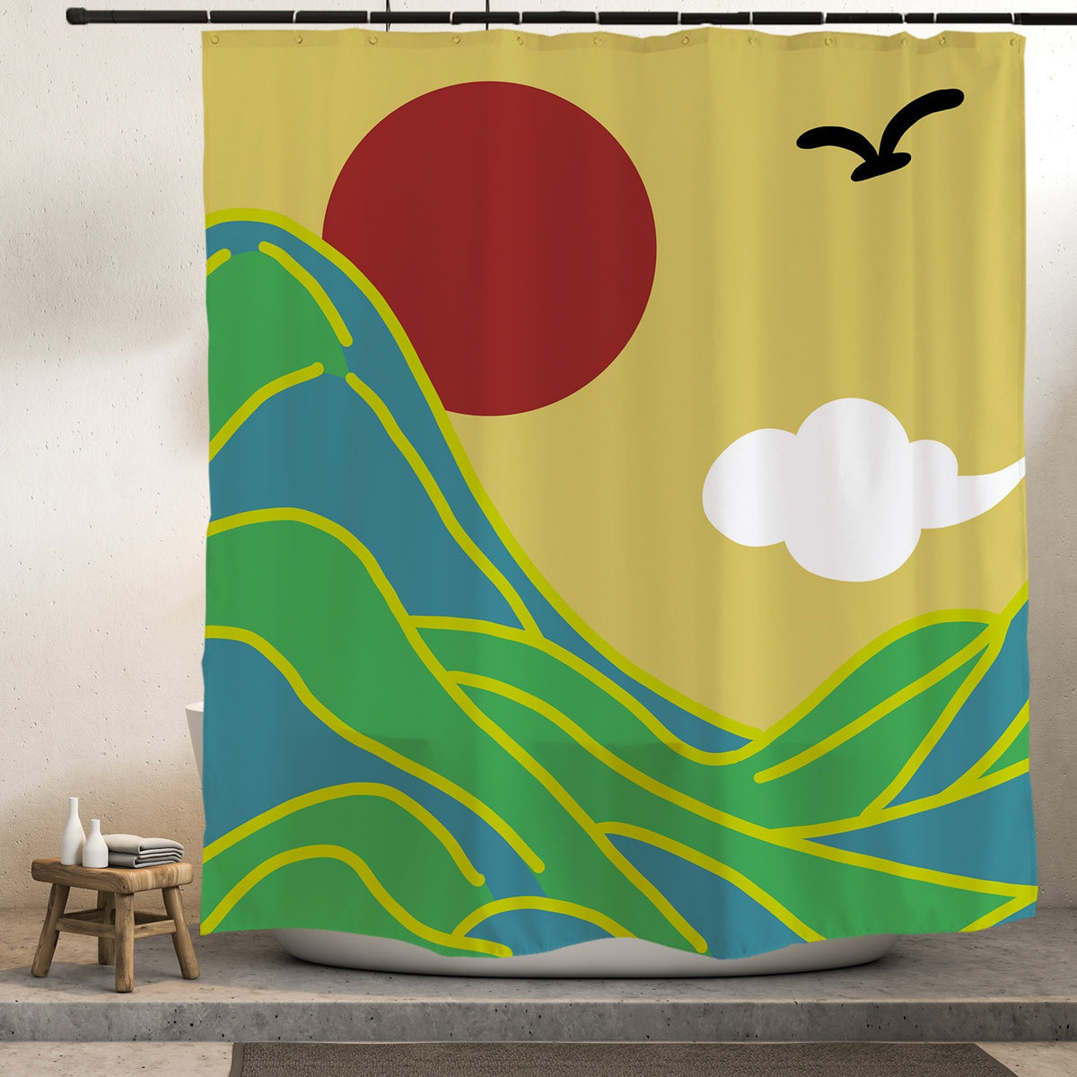 Feblilac A Thousand Li of Mountains and Rivers Shower Curtain