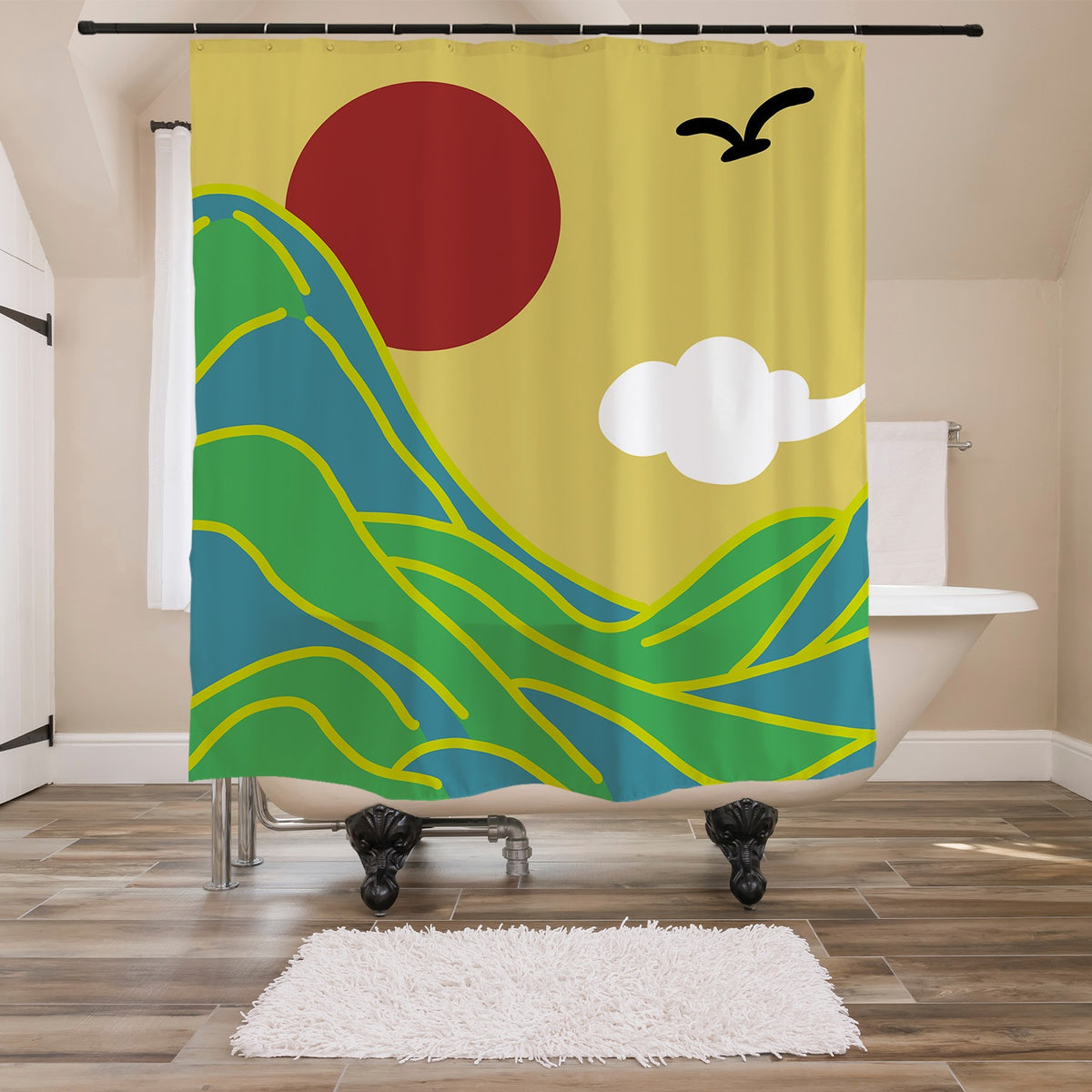 Feblilac A Thousand Li of Mountains and Rivers Shower Curtain