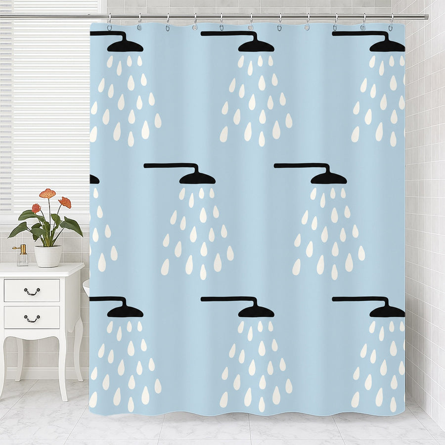 Feblilac Hand Drawn Shower Head Shower Curtain