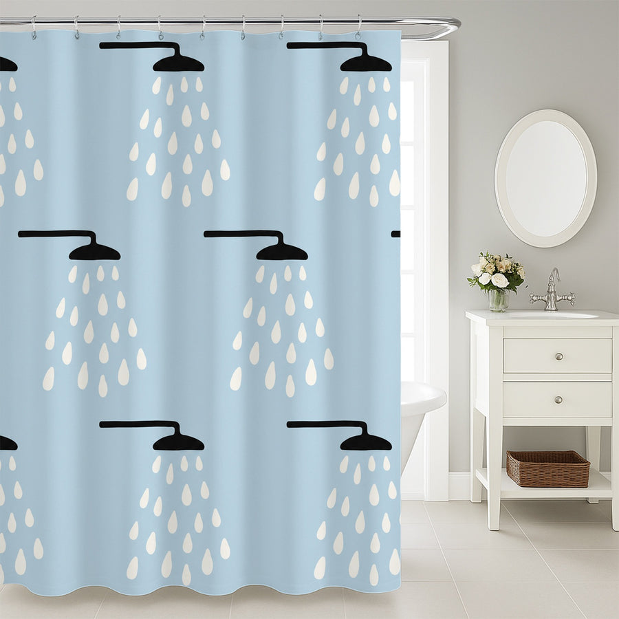 Feblilac Hand Drawn Shower Head Shower Curtain