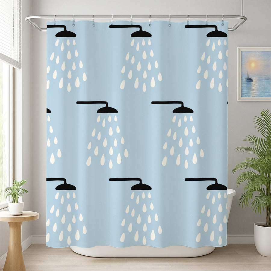 Feblilac Hand Drawn Shower Head Shower Curtain