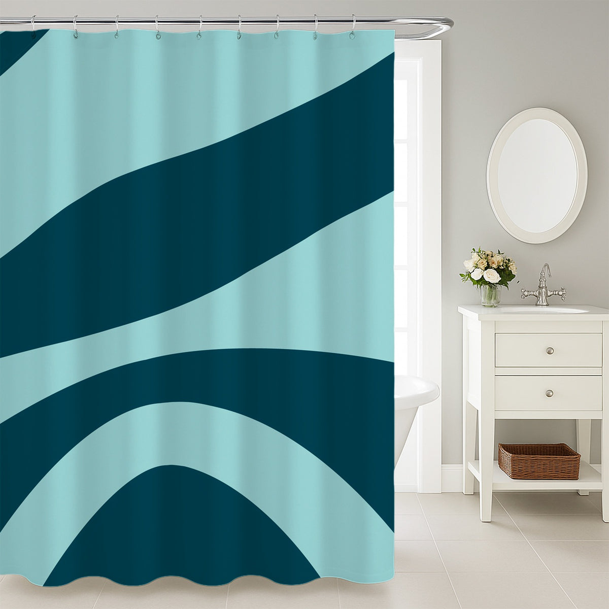 Feblilac Dizzy Blue Shower Curtain