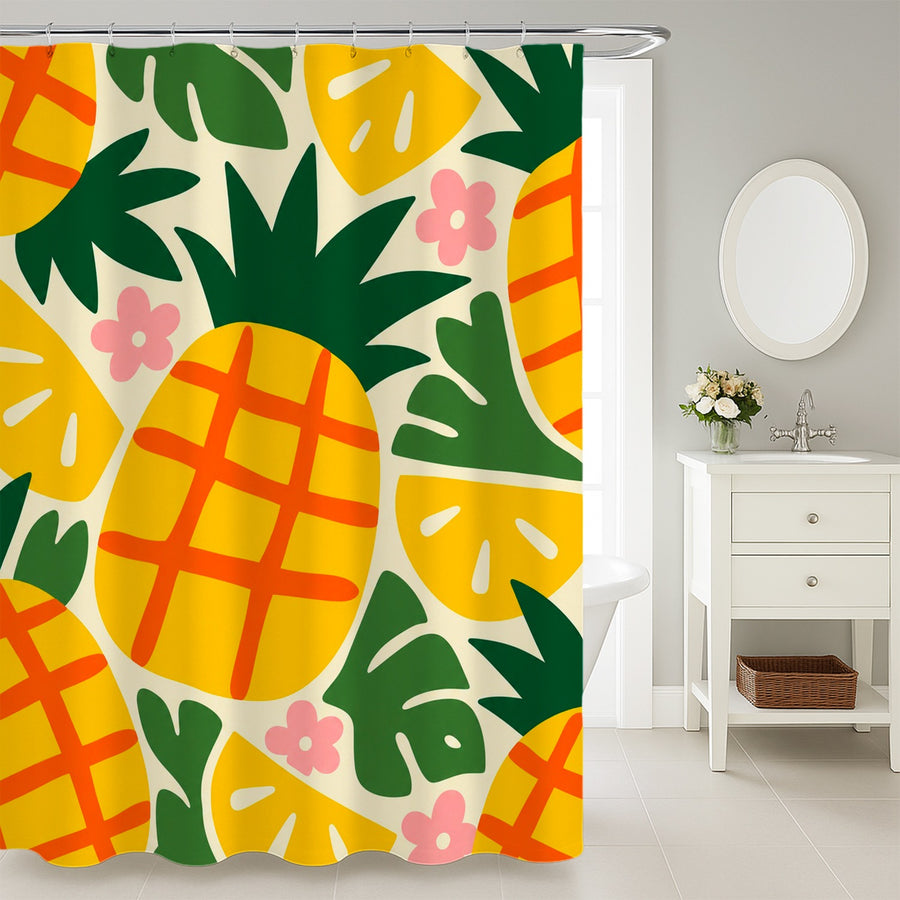 Feblilac Pineapple Shower Curtain