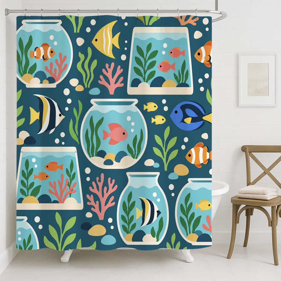 Feblilac Fish Tank Shower Curtain