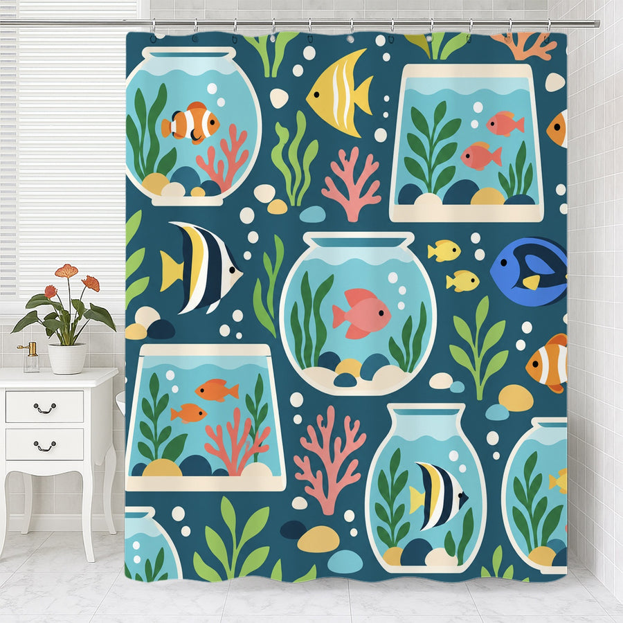 Feblilac Fish Tank Shower Curtain