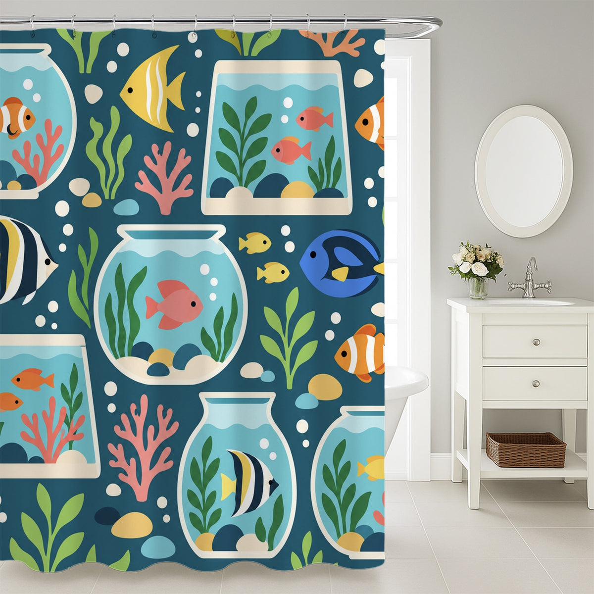 Feblilac Fish Tank Shower Curtain