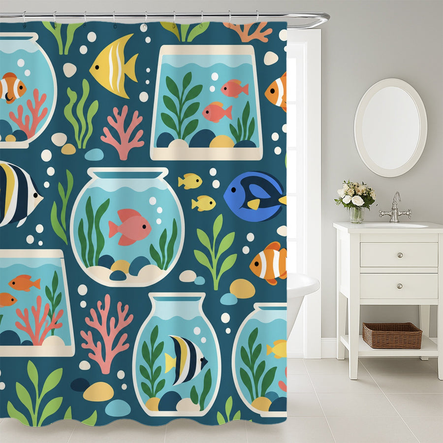 Feblilac Fish Tank Shower Curtain