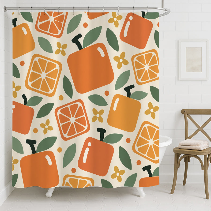 Feblilac Square Orange Shower Curtain