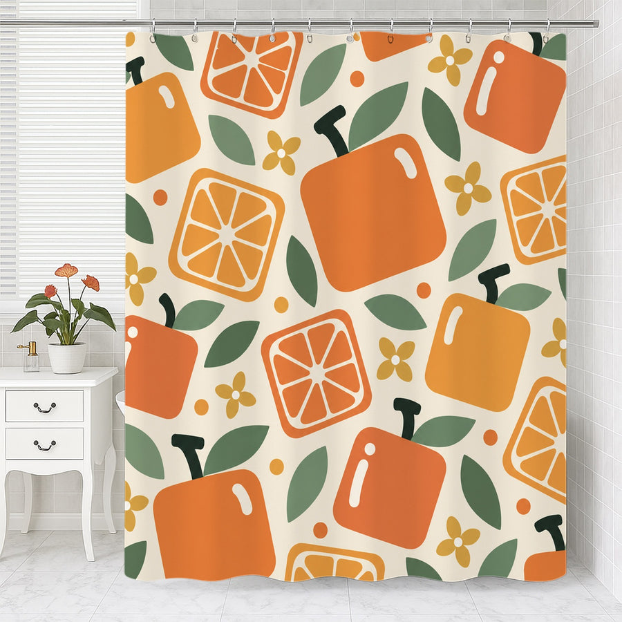 Feblilac Square Orange Shower Curtain