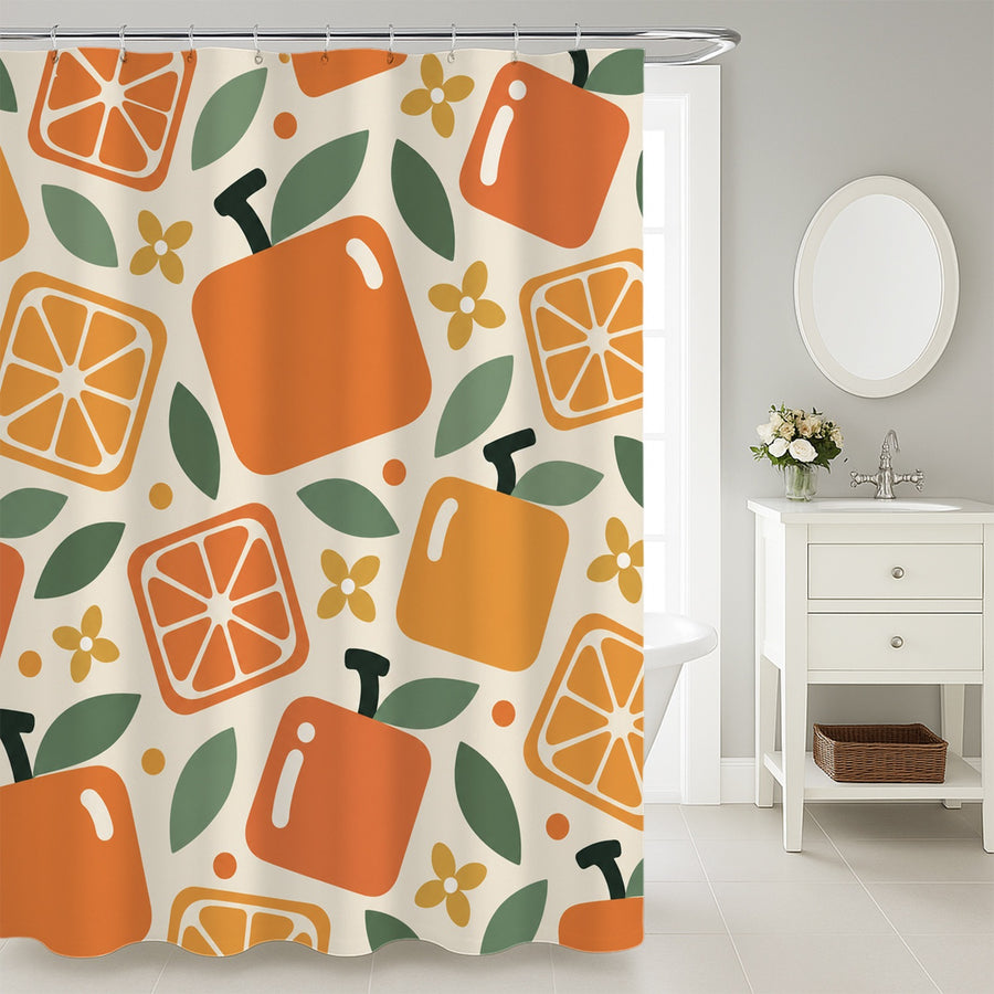 Feblilac Square Orange Shower Curtain