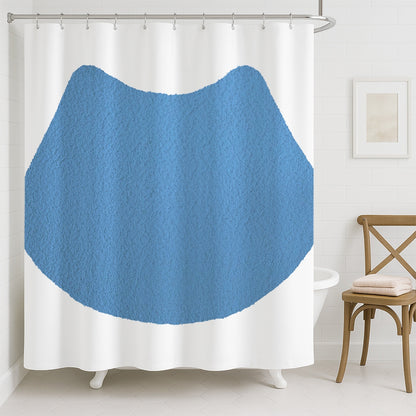 Feblilac Cat U Shape Toilet Mat Blue Shower Curtain