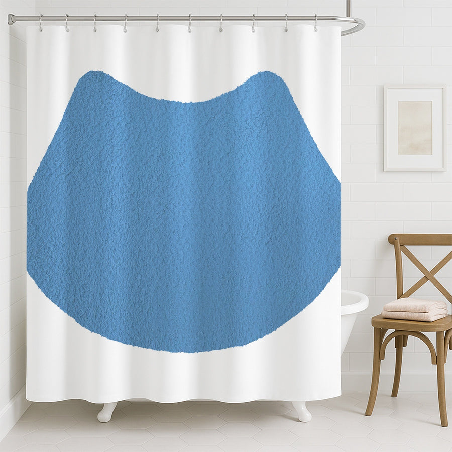 Feblilac Cat U Shape Toilet Mat Blue Shower Curtain