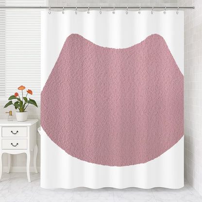 Feblilac Cat U Shape Toilet Mat Pink Shower Curtain