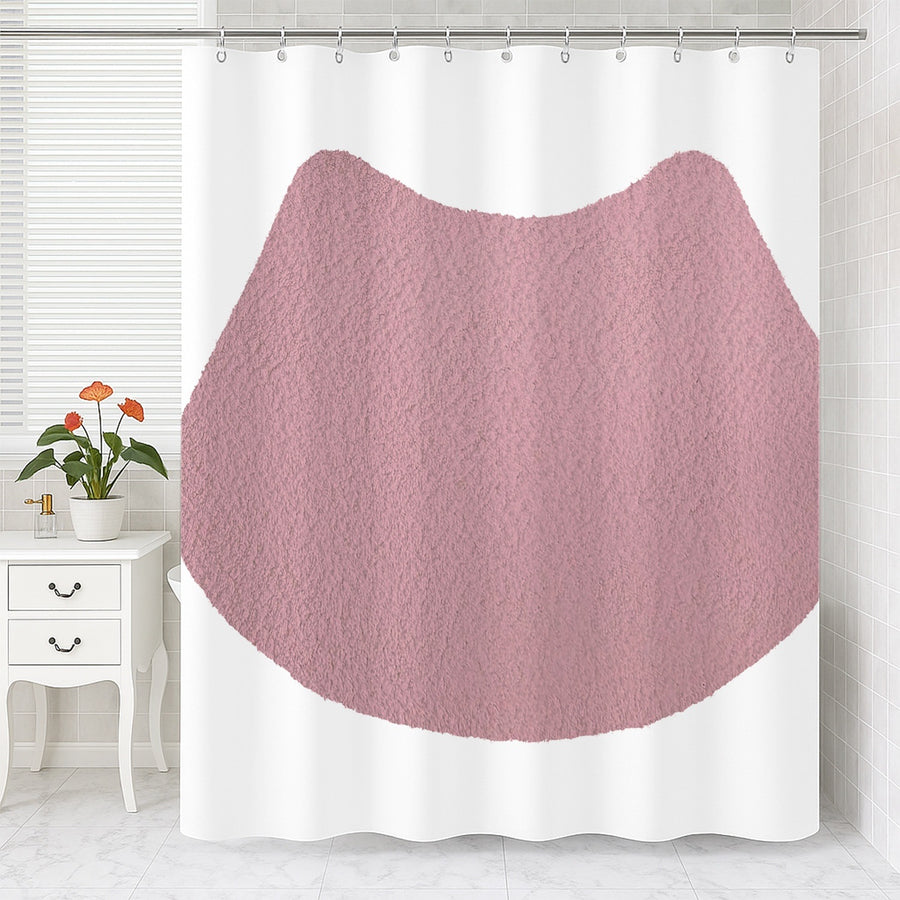 Feblilac Cat U Shape Toilet Mat Pink Shower Curtain