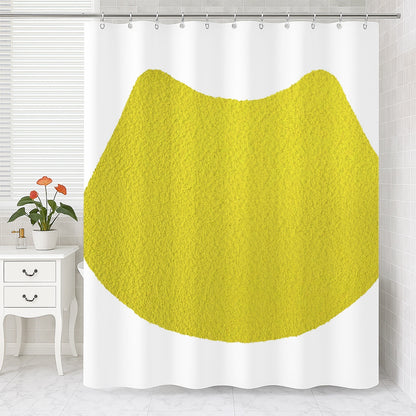 Feblilac Cat U Shape Toilet Mat Yellow Shower Curtain