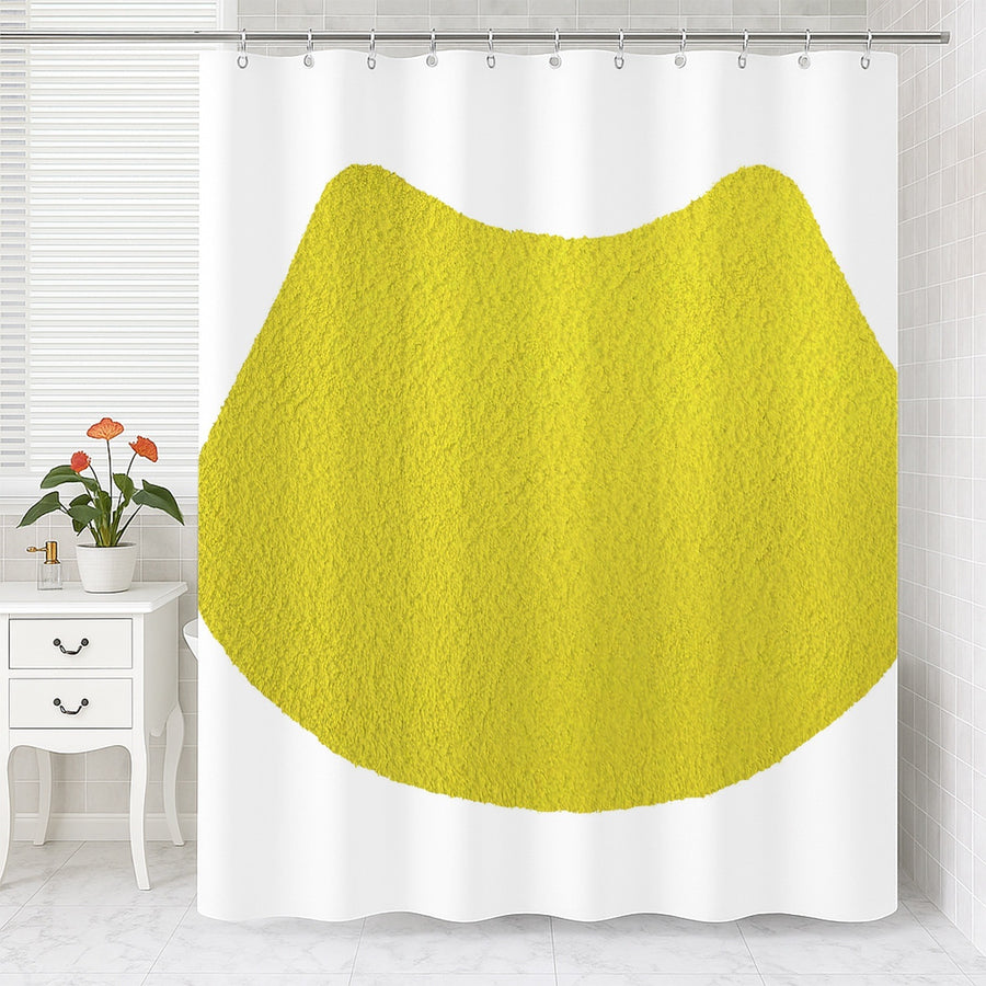 Feblilac Cat U Shape Toilet Mat Yellow Shower Curtain