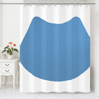 Feblilac Cat U Shape Toilet Mat Blue Shower Curtain