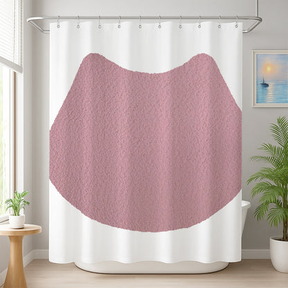 Feblilac Cat U Shape Toilet Mat Pink Shower Curtain