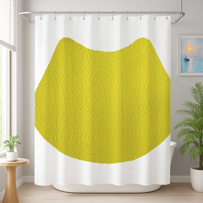 Feblilac Cat U Shape Toilet Mat Yellow Shower Curtain