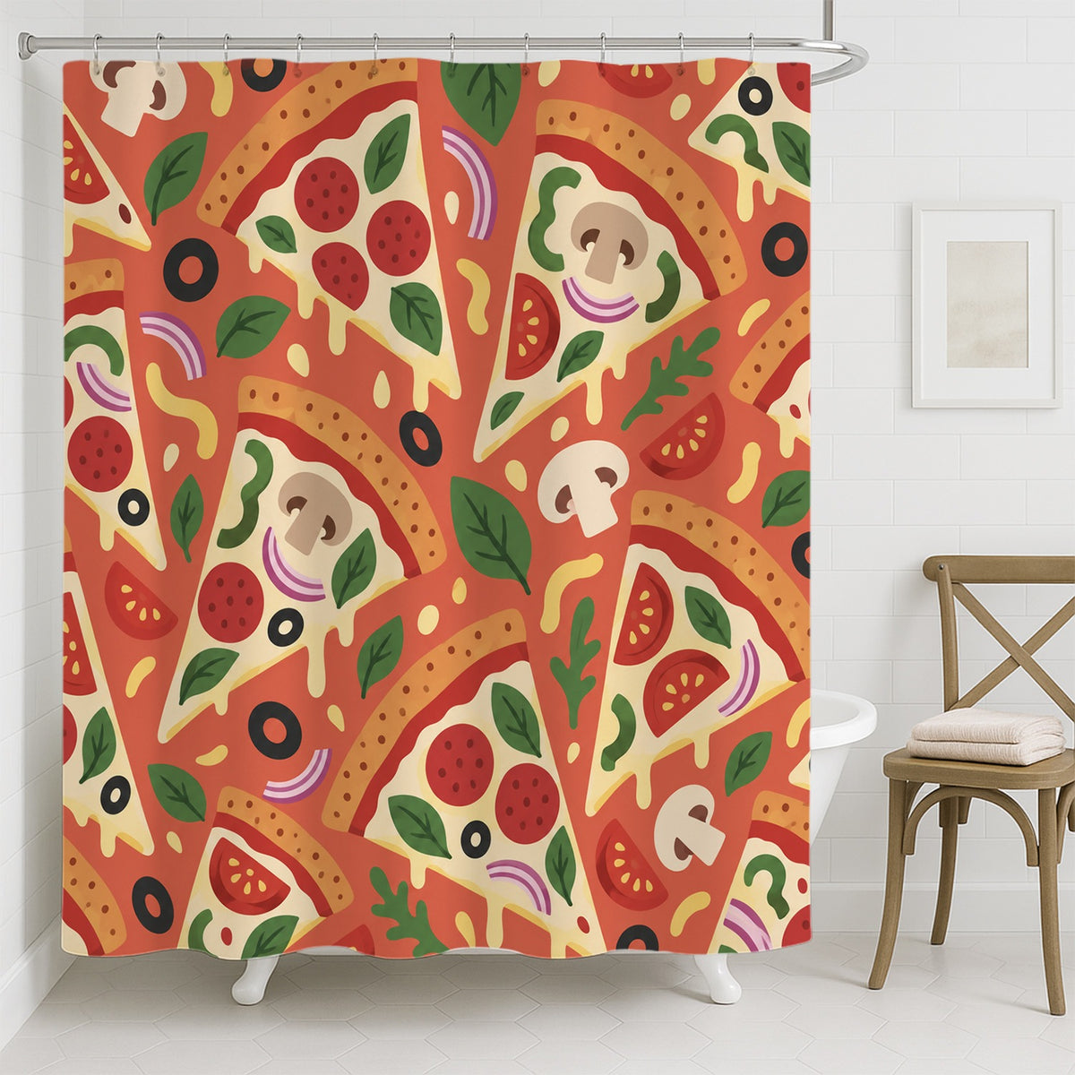Feblilac Pizza Slice Shower Curtain