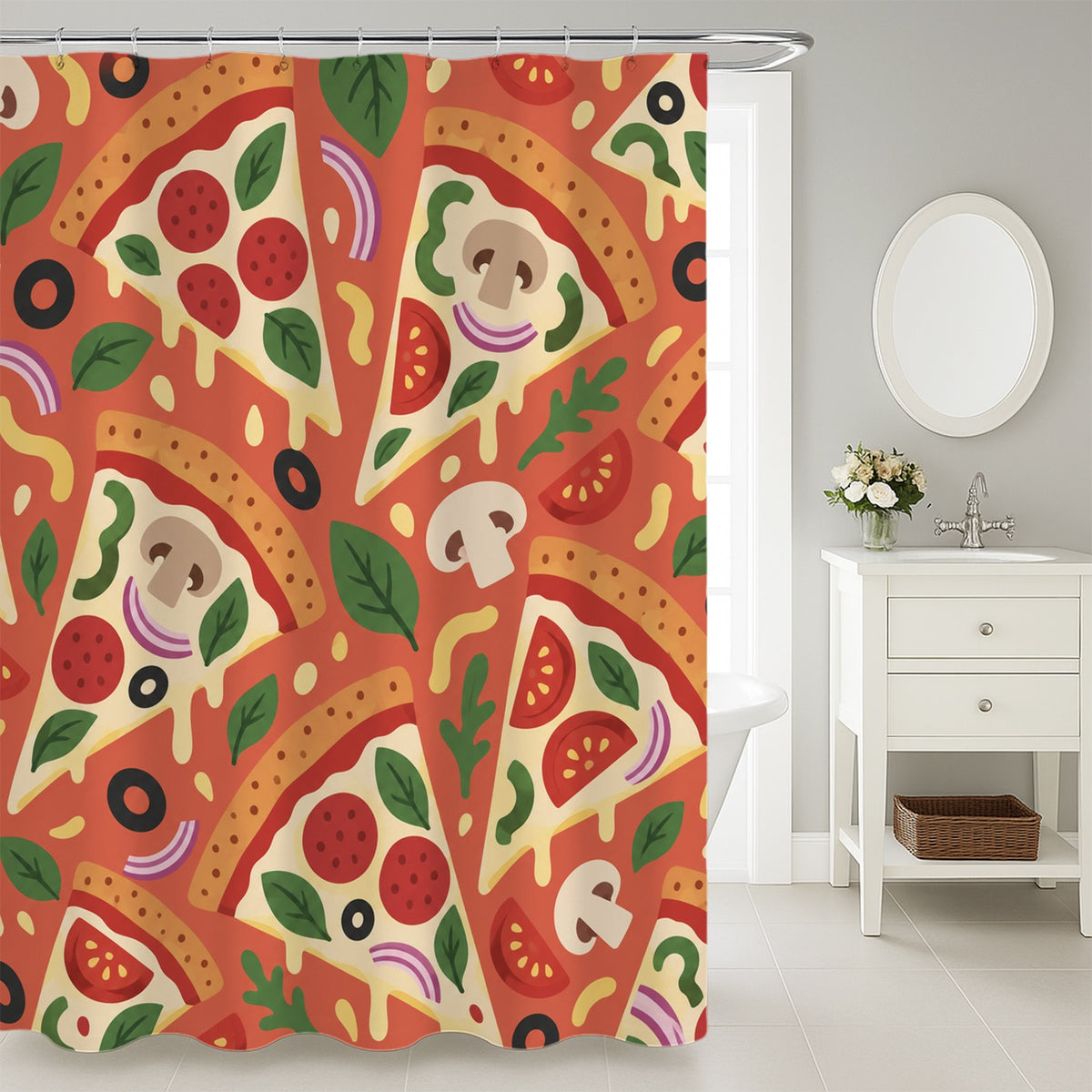 Feblilac Pizza Slice Shower Curtain