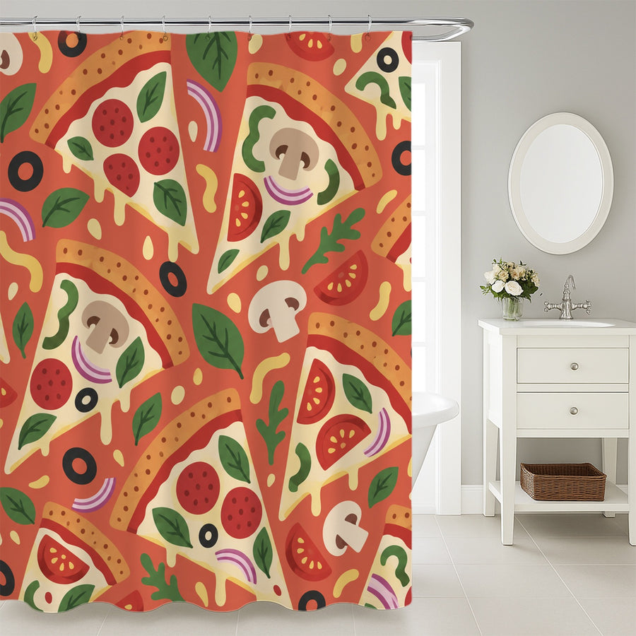 Feblilac Pizza Slice Shower Curtain
