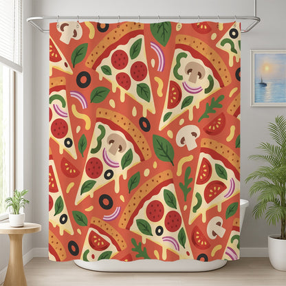 Feblilac Pizza Slice Shower Curtain